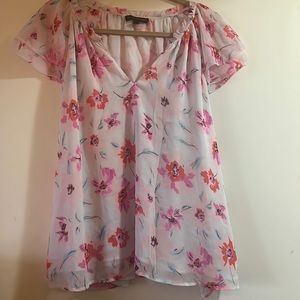 Sheer double lined floral Banana Republic top